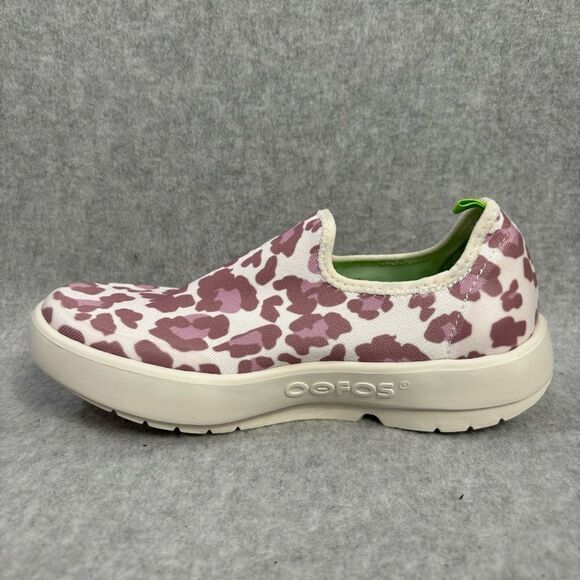 Oofos Oomg Eezee Low Womens Shoes Size 5 Pink Leopard Slip On Sneakers - used - Picture 9 of 13